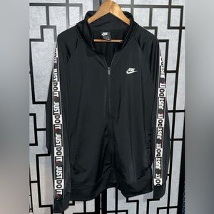 Men's Nike Just Do It Tape Logo Black Zip Up Track Jacket Sweatshirt